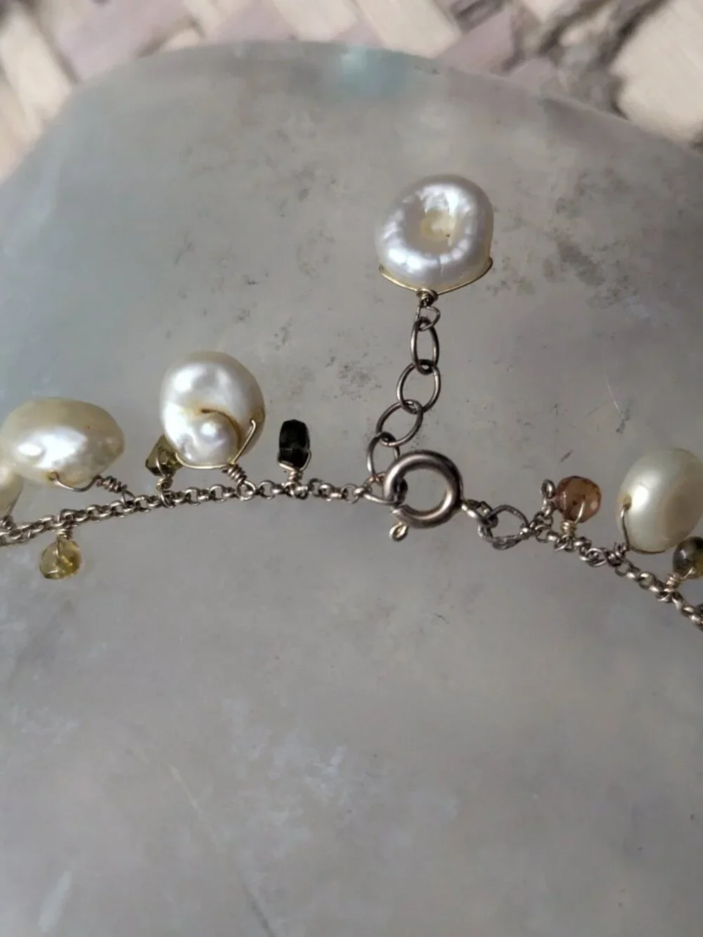 Vintage Gold plated sterling silver fresh water pearl baroque bracelet